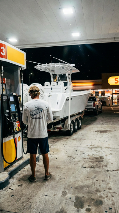 Fuelling up the boat
