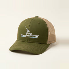 Custom Boat Trucker Hat — Army Olive/Tan