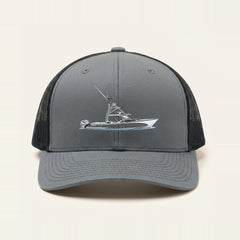 Custom Boat Trucker Hat — Charcoal/Black