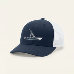 Custom Boat Trucker Hat — Navy/White