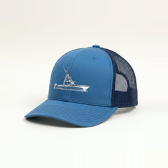 Custom Boat Trucker Hat — Ombre Blue/Navy