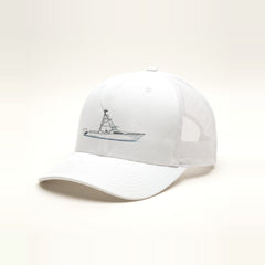 Custom Boat Trucker Hat — White