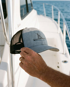 Custom Boat Trucker Hat — Heather Grey