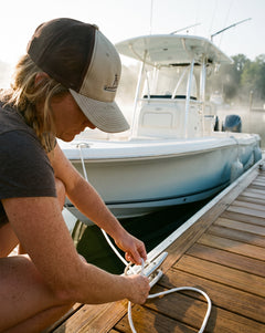 Custom Boat Trucker Hat — Khaki