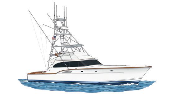 Example of a boat drawn afloat on drawn waves