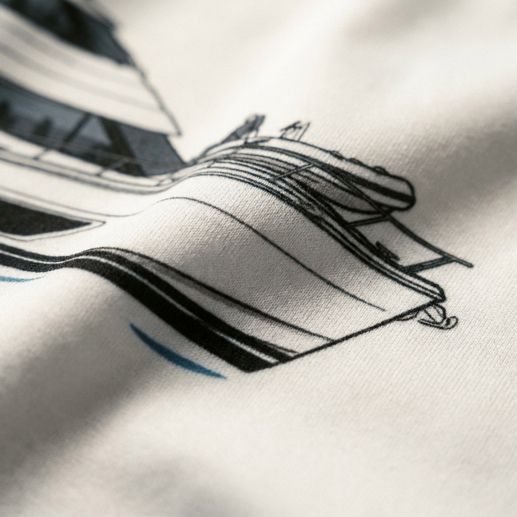 Boat sketch print detail